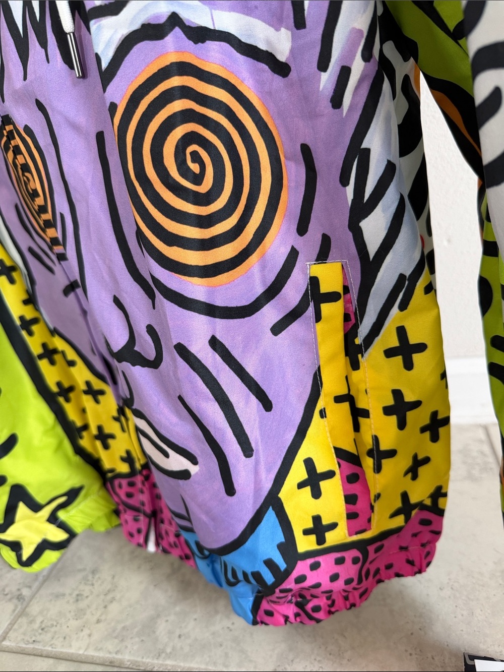 Members Only Keith Harring Vibrant Multicolor Graphic Pullover Jacket - Picture 5 of 7